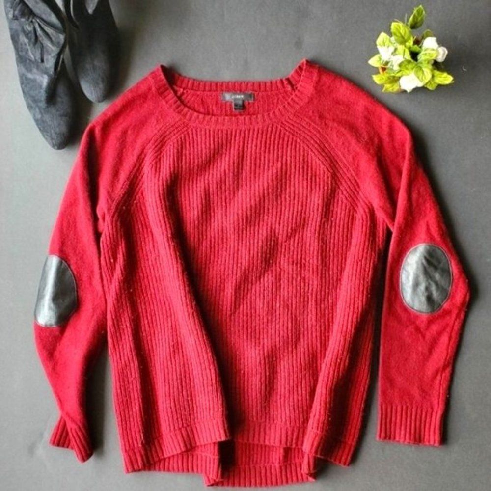 J.crew Red Knit Boxy Sweater 100% wool